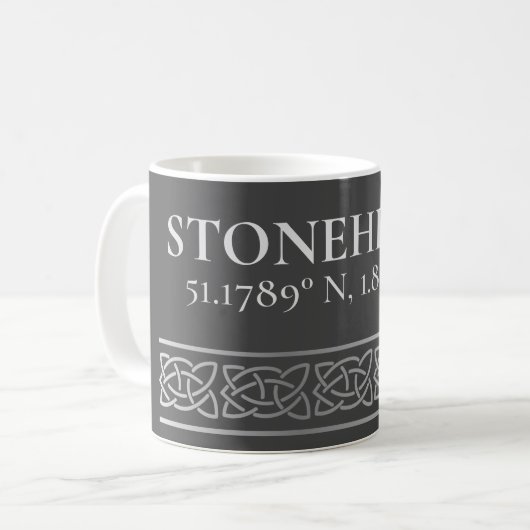 Stonehenge Latitude Longitude Dark Kaffeetasse (Vorderseite Links)