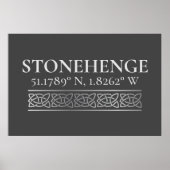 Stonehenge Latitude Longitude Dark Poster (Vorne)
