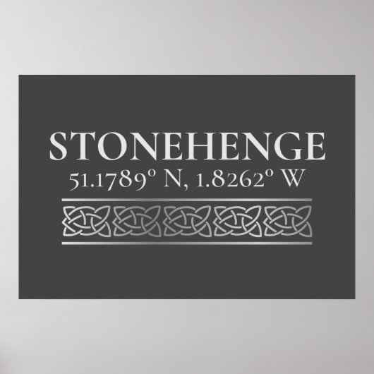 Stonehenge Latitude Longitude Dark Poster (Vorne)
