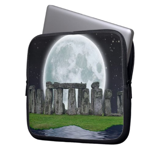Stonehenge & Moon Alte historische Stätte des Powe Laptopschutzhülle (Vorderseite Links)