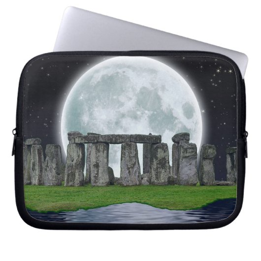 Stonehenge & Moon Alte historische Stätte des Powe Laptopschutzhülle (Vorderseite)