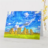 Stonehenge Pop Art Karte (Gelbe Blume)