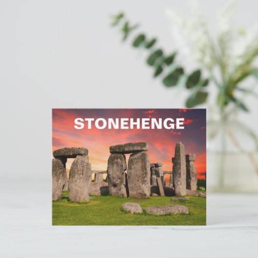 Stonehenge - Red Sunset Sky Postkarte (Stehend Vorderseite)