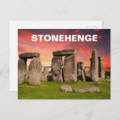 Stonehenge - Red Sunset Sky Postkarte (Vorne/Hinten)