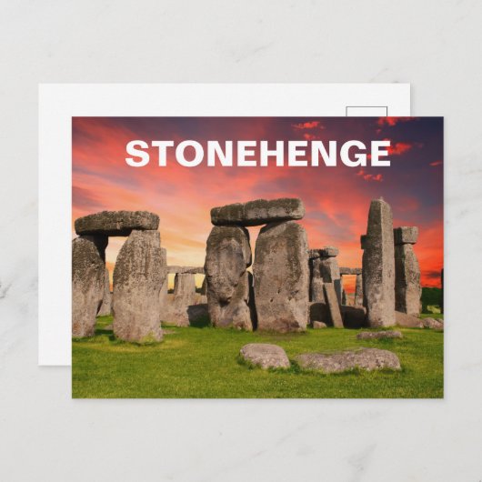 Stonehenge - Red Sunset Sky Postkarte (Vorne/Hinten)