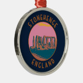 Stonehenge Retro Distressed Circle Ornament Aus Metall (Rechts)