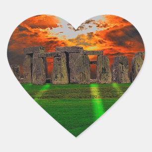 Stonehenge Stehend Stones bei Sonnenuntergang Herz-Aufkleber