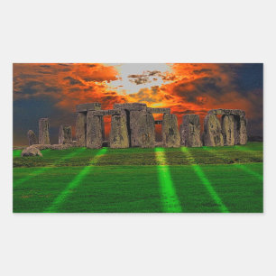 Stonehenge Stehend Stones bei Sonnenuntergang Rechteckiger Aufkleber