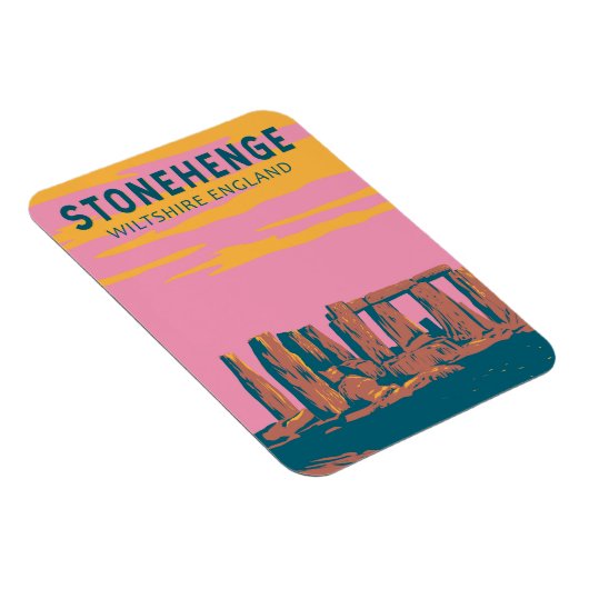 Stonehenge Travel Art Retro Illustration Magnet (Rechte Seite)