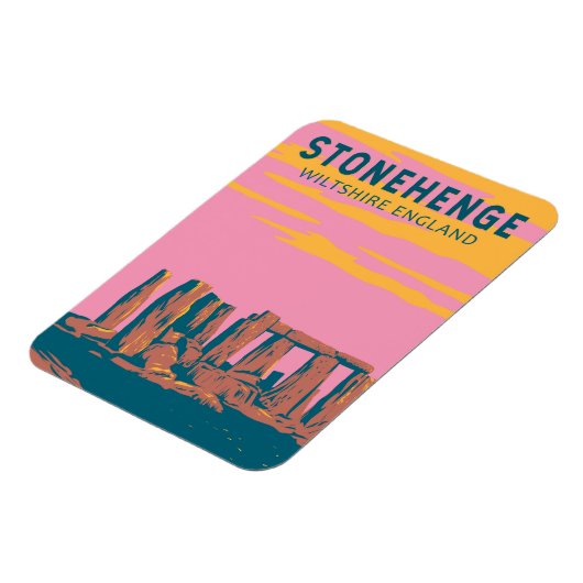 Stonehenge Travel Art Retro Illustration Magnet (Linke Seite)