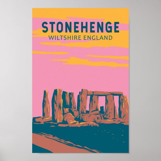 Stonehenge Travel Art Retro Illustration Poster (Vorne)