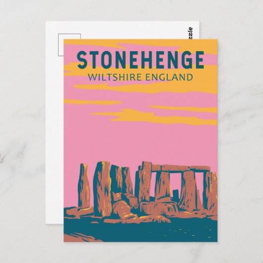 Stonehenge Travel Art Retro Illustration Postkarte (Vorne/Hinten)