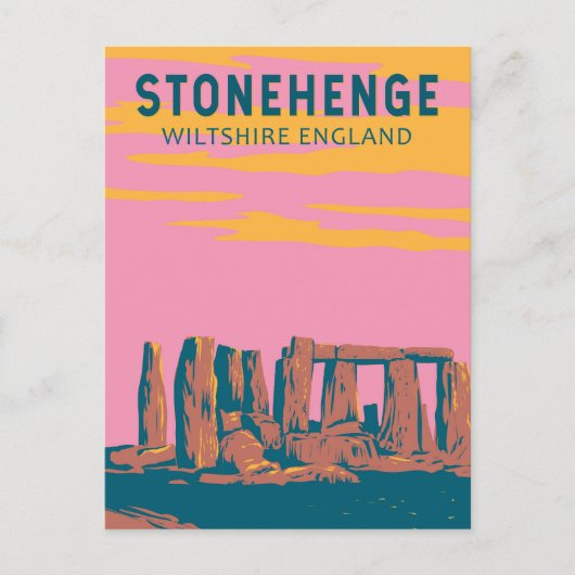 Stonehenge Travel Art Retro Illustration Postkarte (Vorderseite)