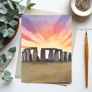 Stonehenge   Wiltshire England Historic Watercolor Postkarte