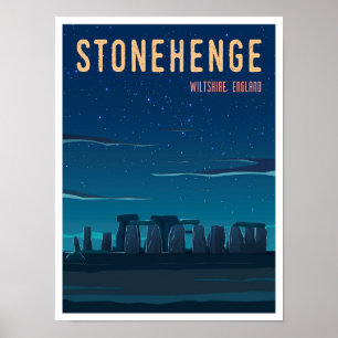 Stonehenge Wiltshire England Vintage Reise Poster