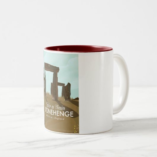 Stonehenge Wiltshire Train Poster Zweifarbige Tasse (VorderseiteRechts)
