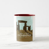 Stonehenge Wiltshire Train Poster Zweifarbige Tasse (Mittel)