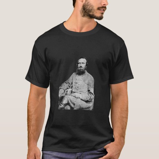 Stonewall Jackson und Zitat - Schwarzes T-Shirt (Vorderseite)