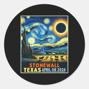 Stonewall Texas Total Solar Eclipse 2024 Starry Ni Runder Aufkleber