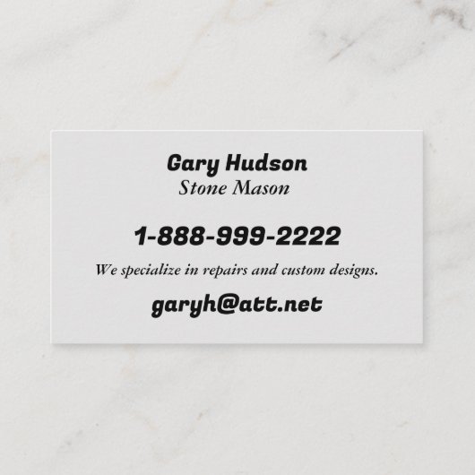 STONEWORK PROFESSIONALS GESCHÄFTSKARTE VISITENKARTE (Rückseite)