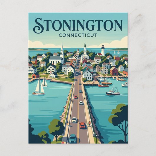 Stonington Borough Connecticut Postkarte (Vorderseite)