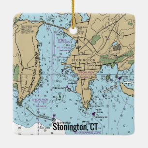 Stonington CT Chart Keramikornament