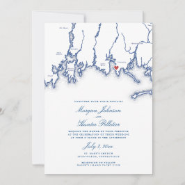Stonington CT Map Elegant Blue Church Wedding Einladung