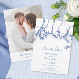 Stonington CT Map Elegant Navy Blue Wedding Save The Date