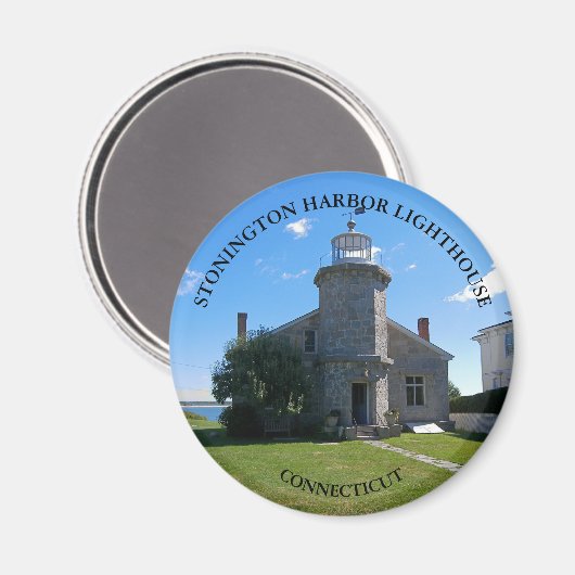 Stonington Harbour Lighthouse, CT Round Magnet (Vorderseite/Rückseite)