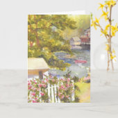 Stonington Harbour View Grußkarte Karte (Gelbe Blume)