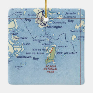 Stonington Maine Vintage Karte Keramikornament
