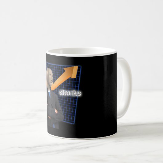 Stonks Surreal Memes Funny Stock Kaffeetasse (VorderseiteRechts)