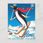 Stoos, Pinguin auf Ski, Schweizer Berge Postkarte (Vorderseite)