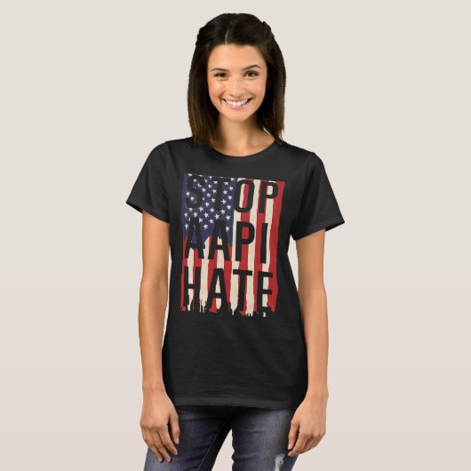 Stop AAPI Hate, Stop Asian Hate Flag T-Shirt (Vorne ganz)