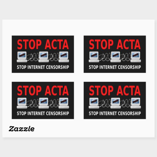 STOP ACTA Internet-Zensursticker Rechteckiger Aufkleber (Blatt)