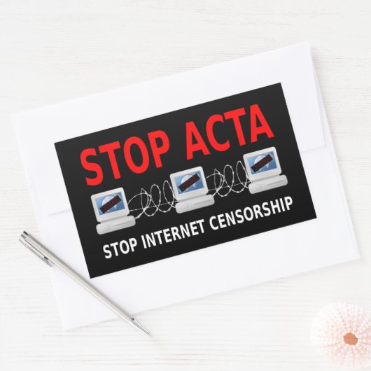STOP ACTA Internet-Zensursticker Rechteckiger Aufkleber (Umschlag)