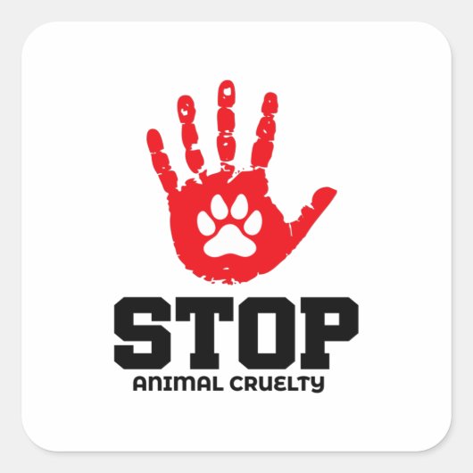 STOP ANIMAL CRUELTY - QUADRATISCHER AUFKLEBER (Vorderseite)
