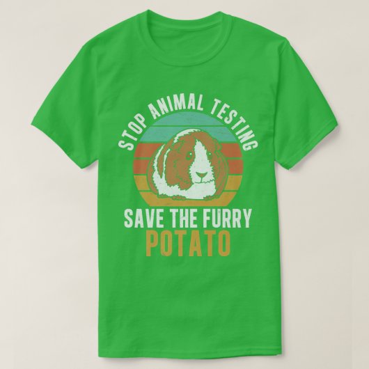 Stop Animal Testing Funny Furry Potato For Guinea T-Shirt (Design vorne)