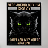 Stop Asking Why Im Crazy Cat  Poster (Vorne)