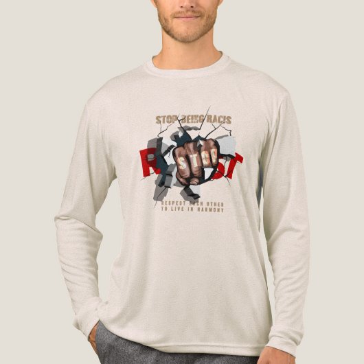 Stop Being Racist | Men's Long Sleeve Tri-Blend Shirt (Vorderseite)