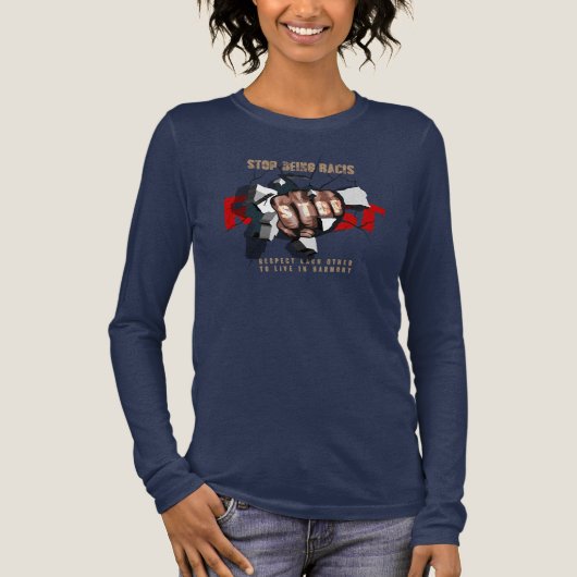 Stop Being Racist | Women's Long Sleeve Tri-Blend Shirt (Vorderseite)