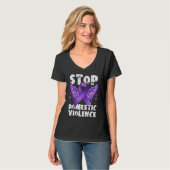 Stop Domestic Violence Wings purple ribbon T-Shirt (Vorderseite Vollansicht)