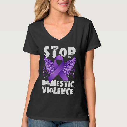 Stop Domestic Violence Wings purple ribbon T-Shirt (Vorderseite)