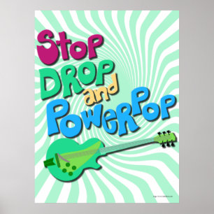 Stop, Drop und Powerpop-Musik-Slogan Spaß Poster