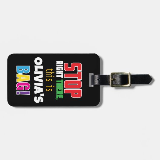 STOP, Ein Spaß und ein farbenfrohes Design - Perso Gepäckanhänger (Vorderseite horizontal)