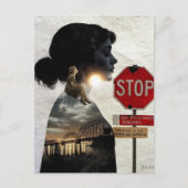 Stop Genieße Dein Leben Frau Collage Postkarte (Vorderseite)