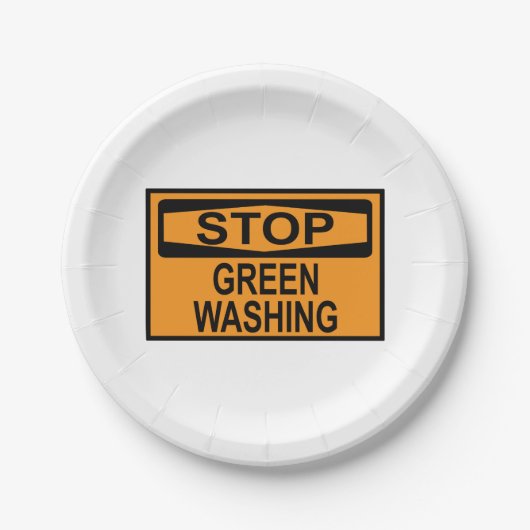 Stop Greenwashing Sign Pappteller (Vorderseite)