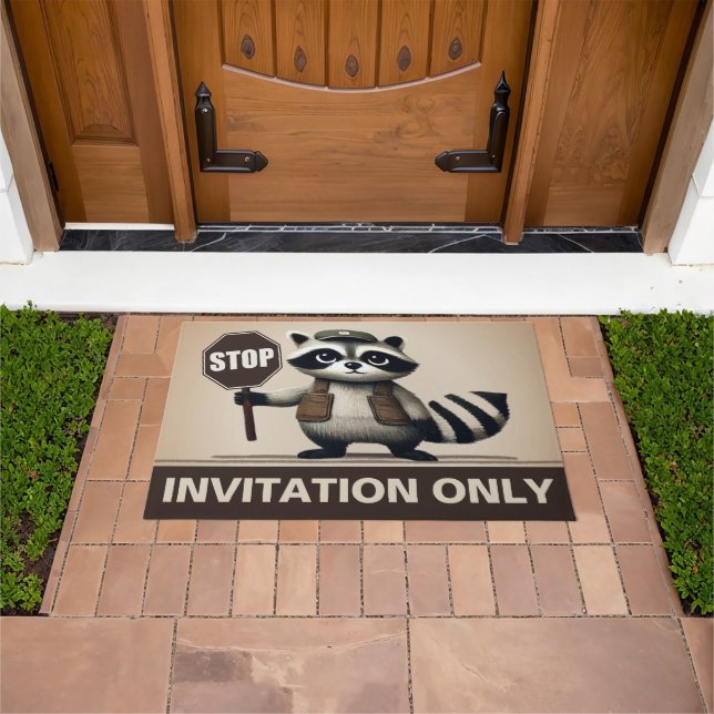 Stop, Humorvoller Waschbär für exklusive Haushalte Fußmatte (Außenbereich)