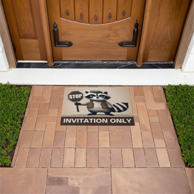 Stop, Humorvoller Waschbär für exklusive Haushalte Fußmatte (Außenbereich)
