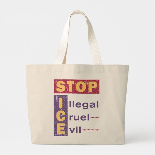 STOP Illegal Cruvil Evil ICE Tote Bag Jumbo Stoffbeutel (Rückseite)